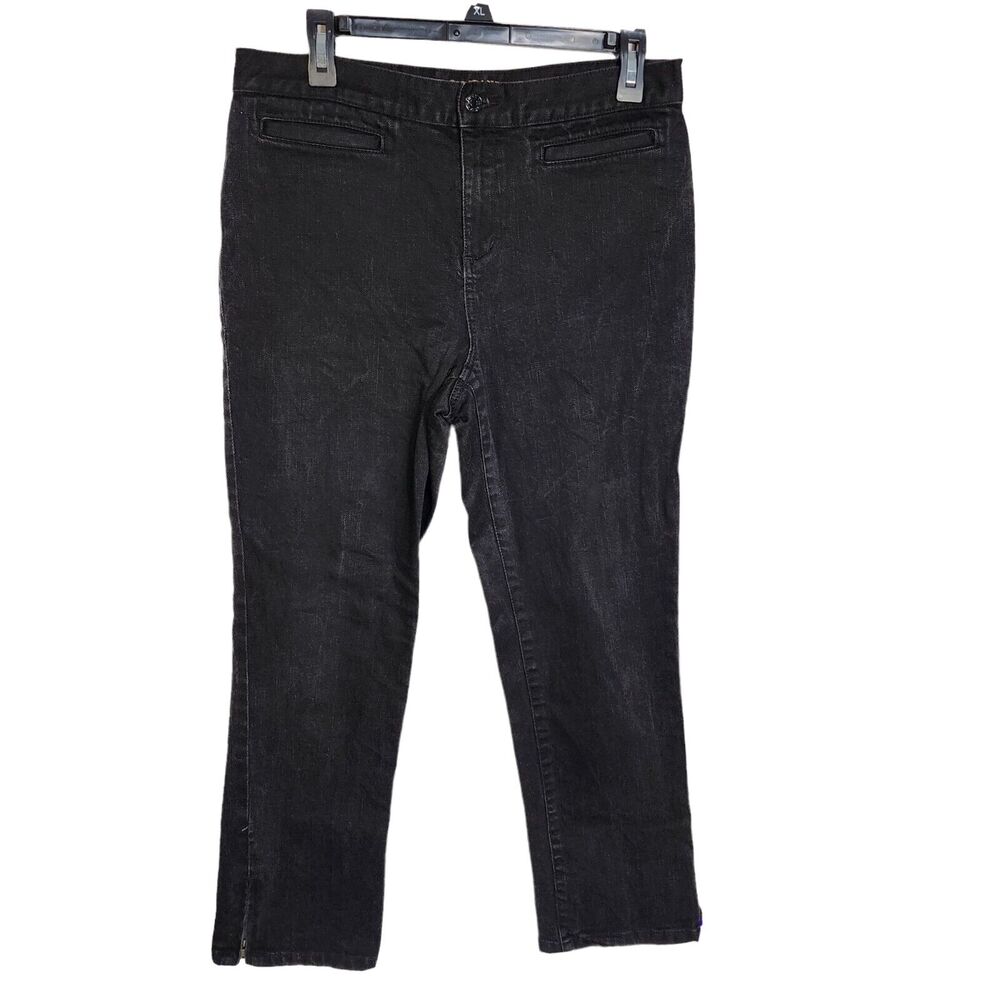 Ralph Lauren Jeans Co Womens Jeans Size 10P Straight High Rise Black Ankle Zip